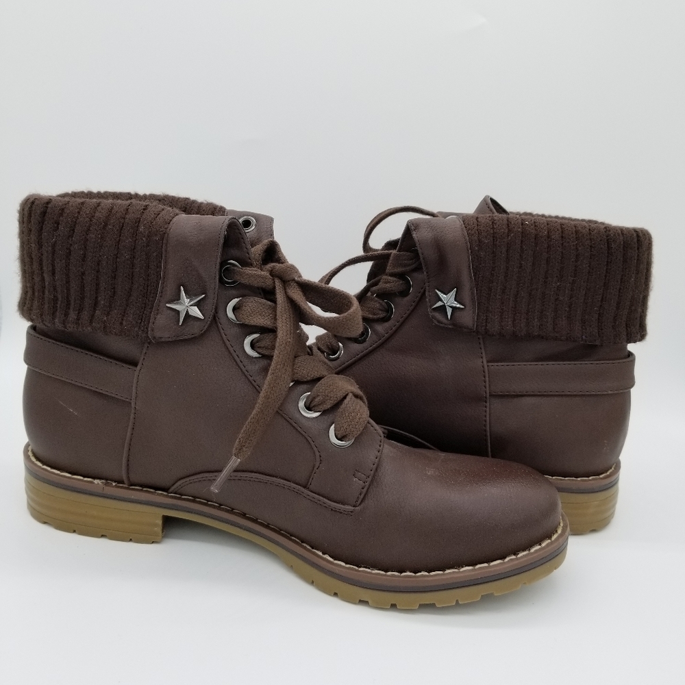 Tommy Hilfiger brown combat boots